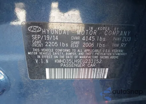 2014 Hyundai Elantra Gt z USA, uszkodzony, nr VIN KMHD35LH9EU233152